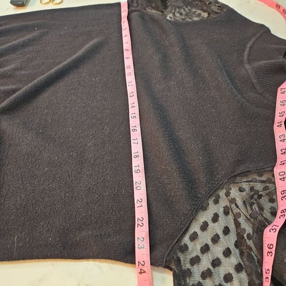 Talbots Sweater 2X Tulle Dot Billowy Sleeve Mockneck Black Romantic Whimsigoth - Picture 12 of 12